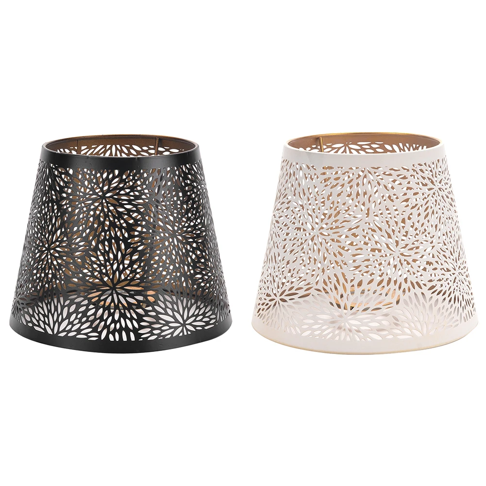 E27 Hollow Out Lamp Shade Floral Print Universal Metal Lampshade Good Heat Dissipation for Table Lamp Bedroom Bedside Light