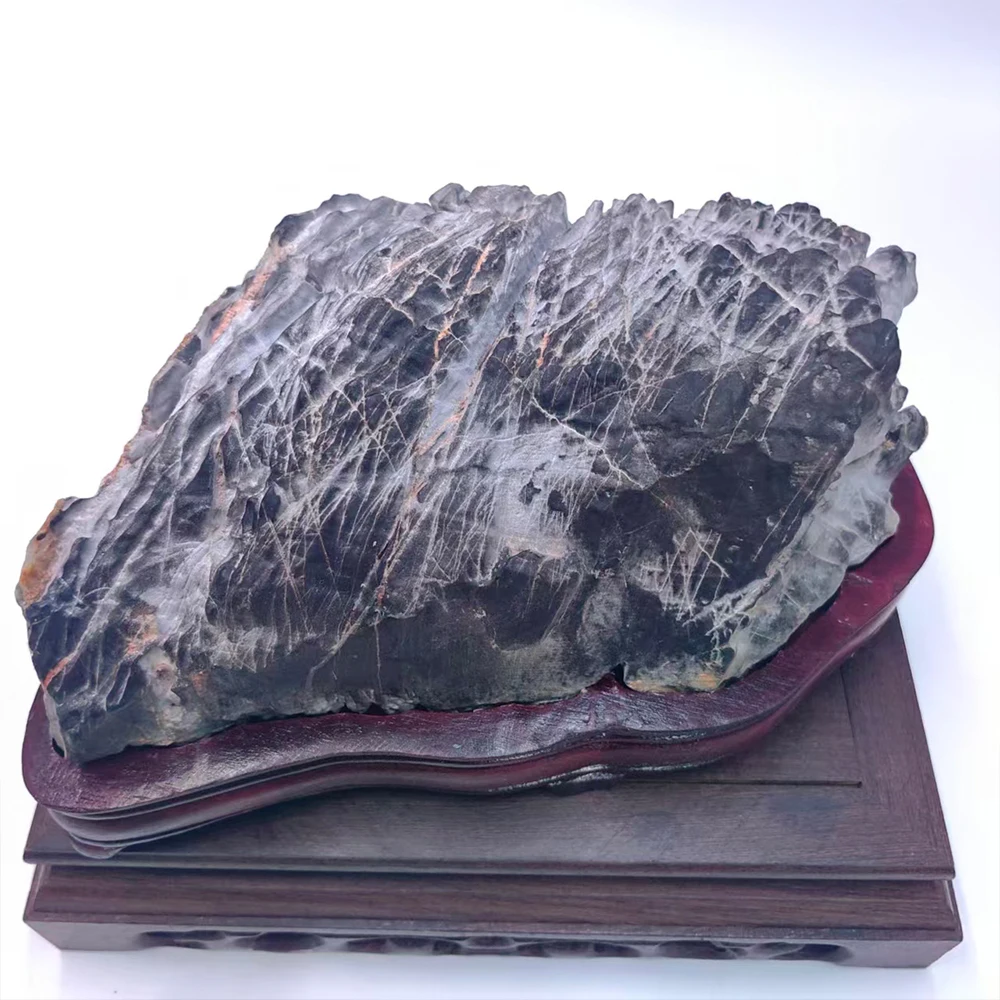 Asian Suiseki Natural Stones Water Rock Crystal Reiki Healing Crystal Mountain Room Decoration Unique Precision Stone for Relaxa