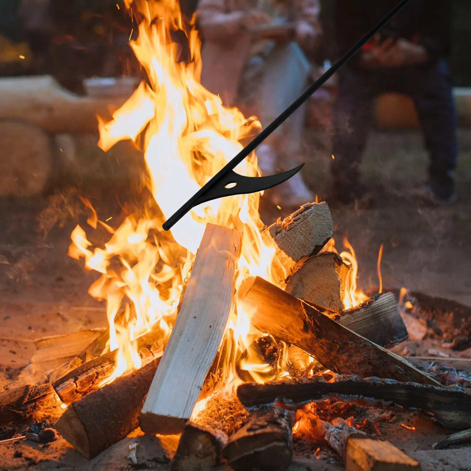 

Steel Fire Poker Long Handle Sturdy Outdoor Indoor Fireplace Tool for Camping Barbecue Carbon Handling Multi-Function Fire Pit