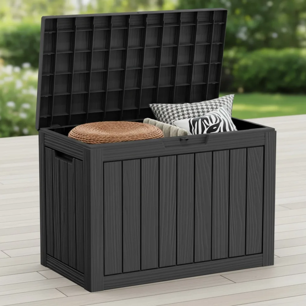 

45 Gallon Waterproof Resin Deck Box Lockable Storage Bench for Garden Pool Patio Outdoor Indoor Seating