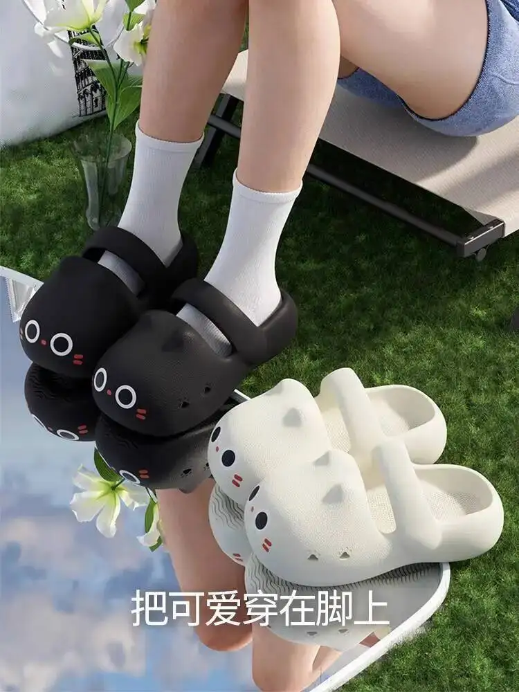 

Women Slippers 2025 New Summer Cat Headed Slip On Slippers For Women Indoor & Outdoor Hollow Out Clogs