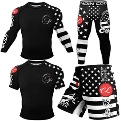 New Men Compression Sportswear Suits MMA T-shirts Clothing Boxing Workout Jogging Sports Set Running Rashguard Tracksuit For Men