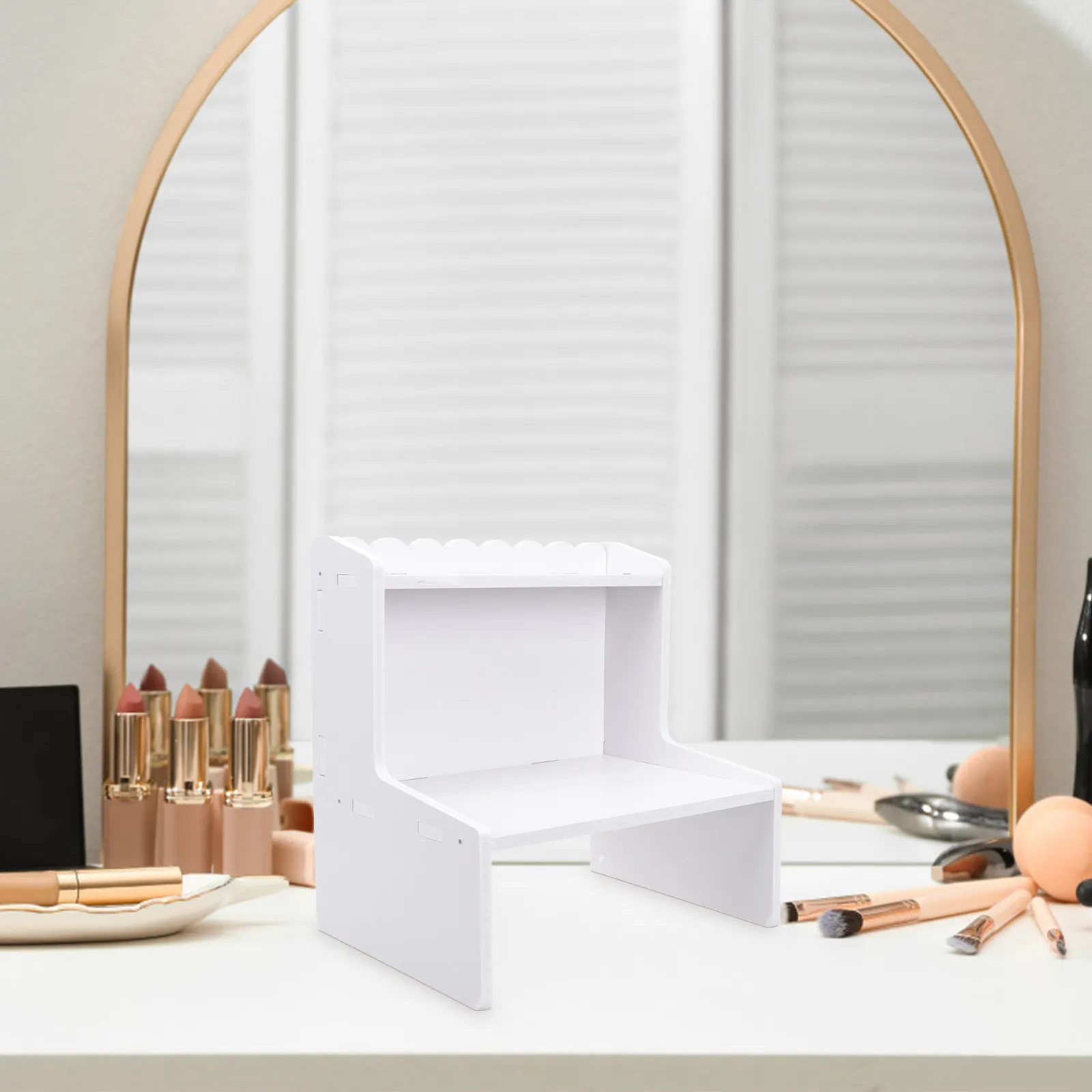 Desktop Storage Rack Wood Layered Organizer Multi-Function Desktop Shelf for Office Bedroom Bathroom Makeup Sundries