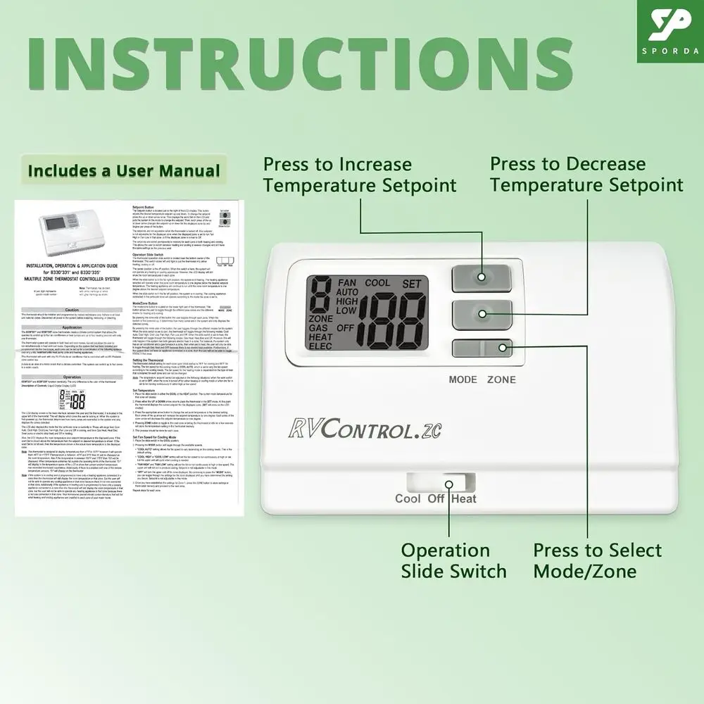 8330D3351 ترموستات رقمي، ترموستات RV للحرارة والباردة على الحائط، تحل محل oe # 8330D3351 (أبيض) #5