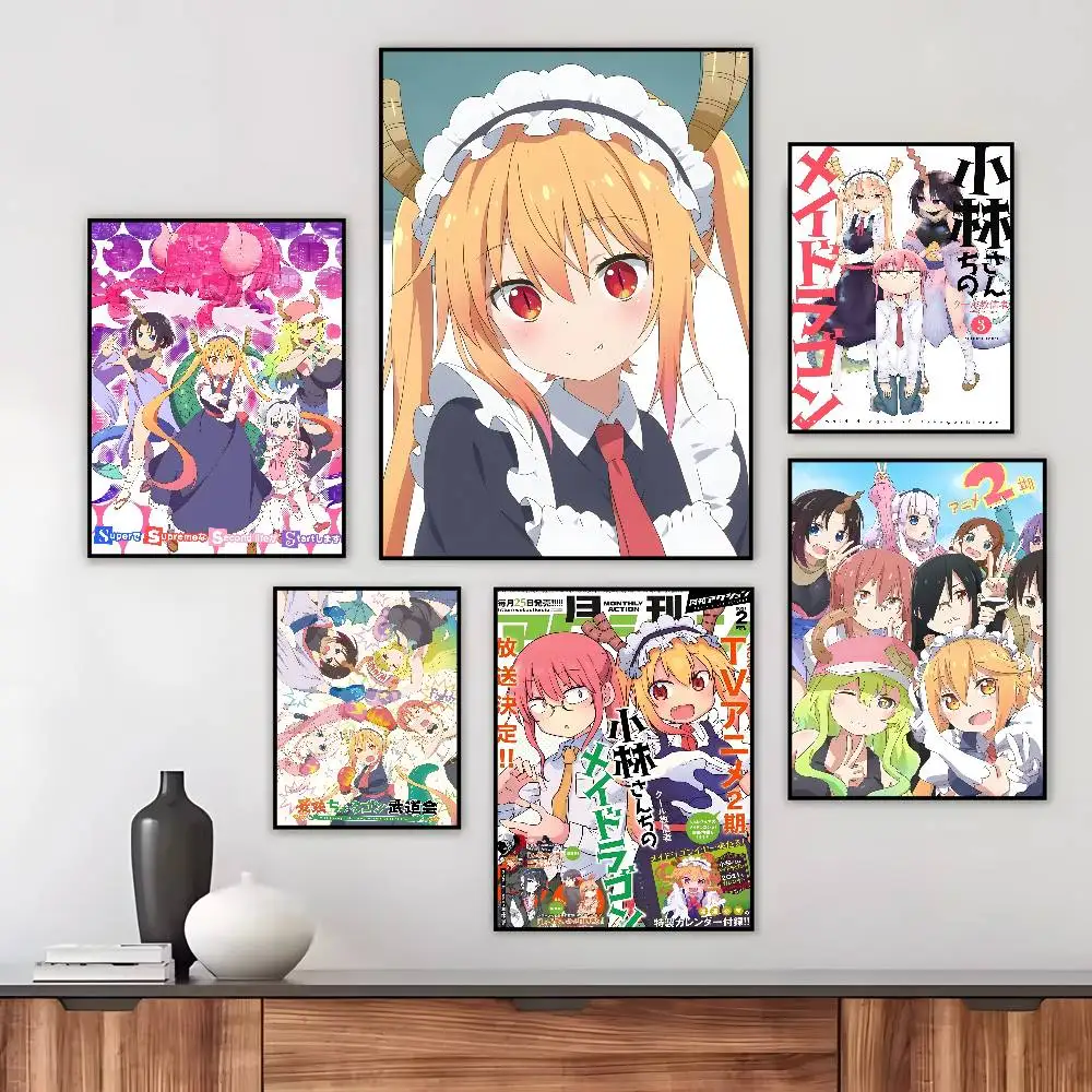Miss Kobayashis Dragon Maid Poster Art HD Canvas Advanced Aesthetic Printing Paper Wall Art for Living Room Home Decor