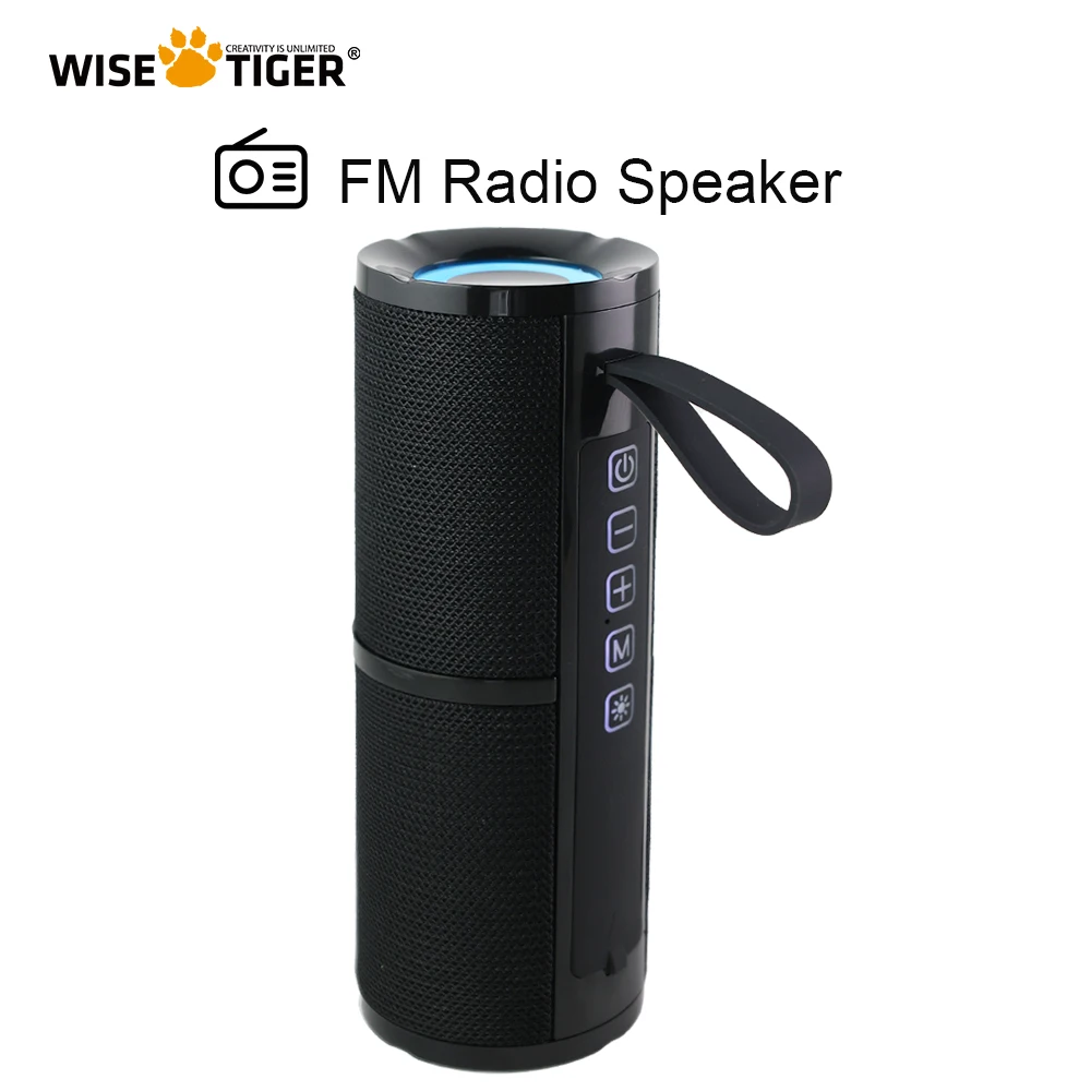 WISE TIGER Portable Speaker Wireless Bluetooth-compatible Subwoofer Outdoor Waterproof Loudspeaker Stereo Surround RGB Lighting