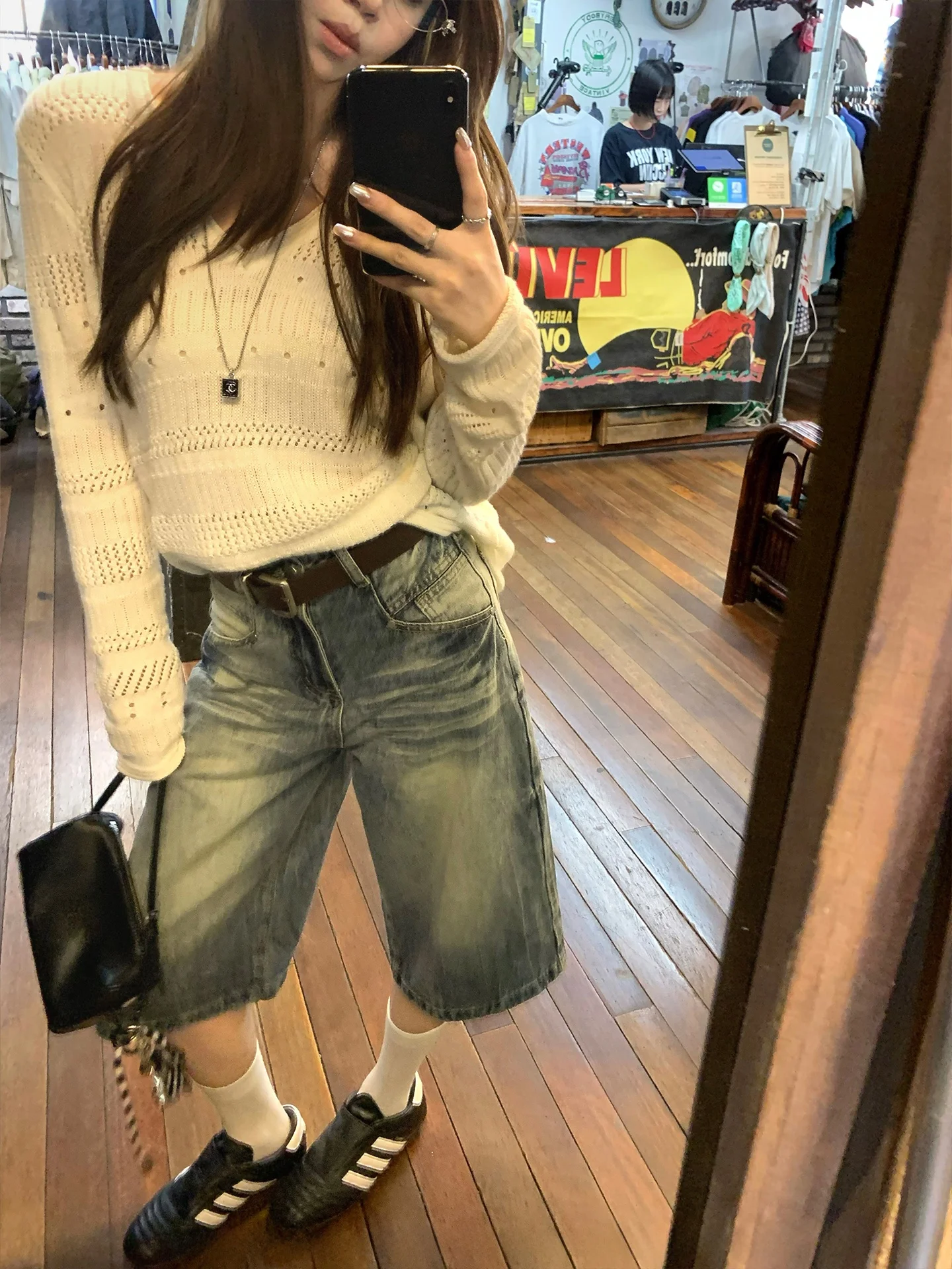 

Джинсы Waed Denim средней длины, свободного кроя, универсальные, в американском ретро-стиле, женские, из смесовой ткани (хлопок/полиэстер), дышащие