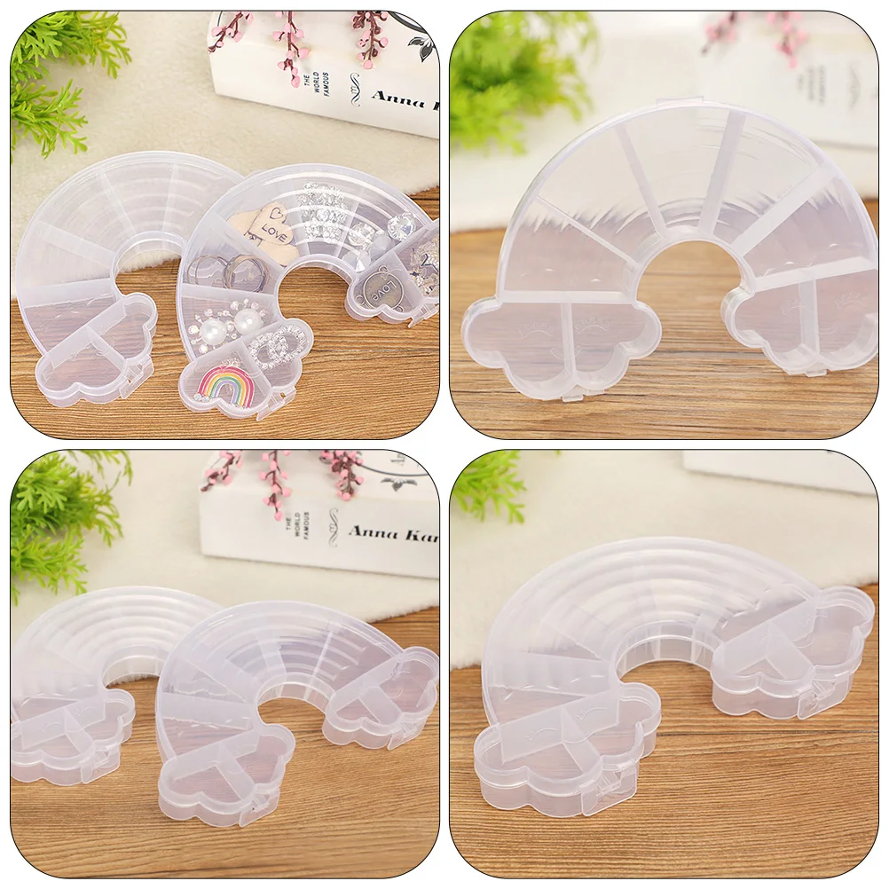

4pcs Creative Cartoon Rainbow Storage Box Multi-Cell Kids Jewelry Organizer Earring Bracelet Container Desktop Household Gift