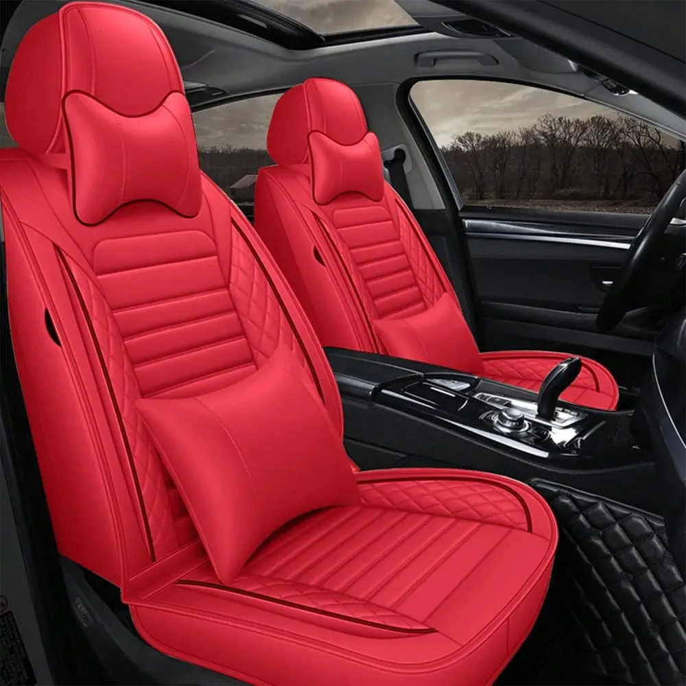 

Seats Car Seat Covers Full Set PU Leather Front Rear Back Padded Cover Universal Auto Seat Protectors With Or Without Head Pillo