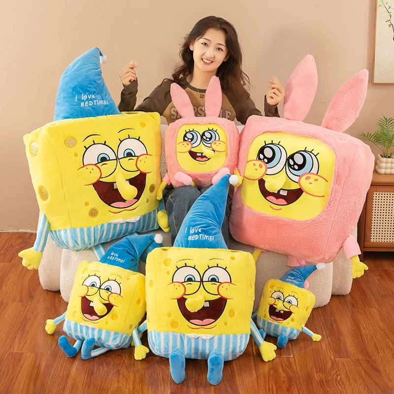 

80CM Big Size Large Size Kawaii SpongeBob SquarePants Plushies Stuffed Animal Peluche Home Decoration Sleeping Pillow Kids Gift