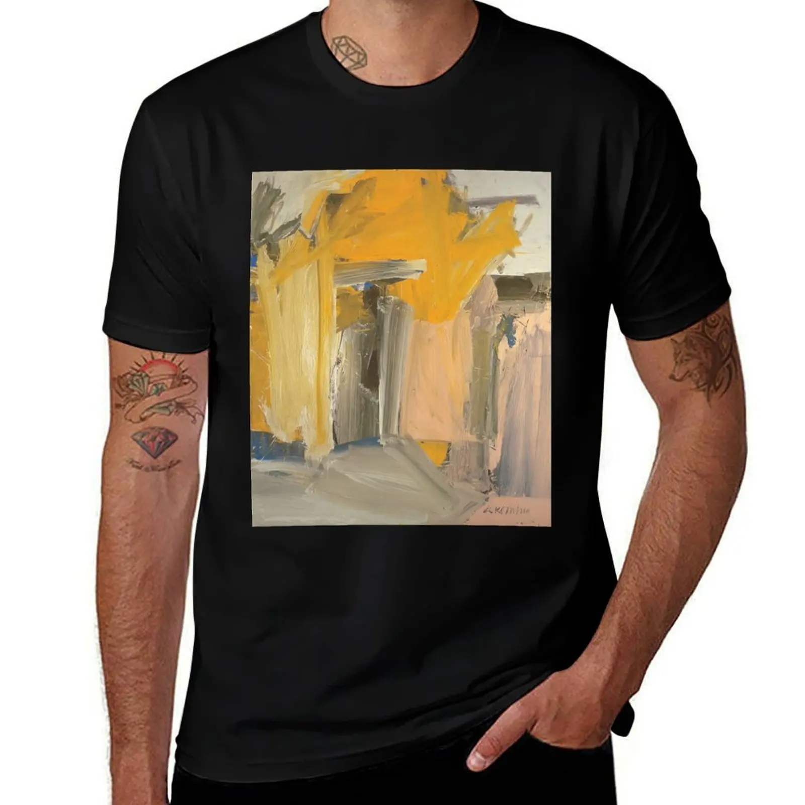 

Футболка Willem de Kooning больших размеров, мужская футболка с синим замком, мужская футболка, мужская футболка