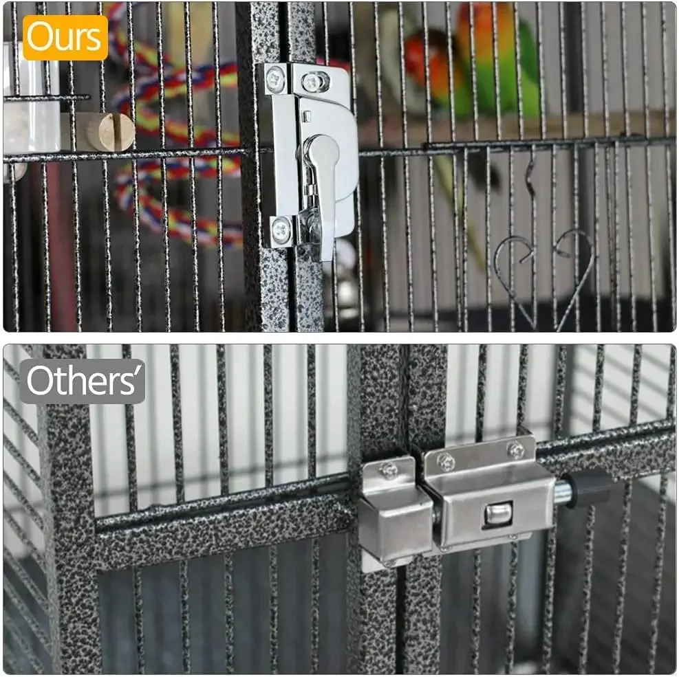 Gaiola de metal extra grande para pássaros, 69 espaços, para papagaios de tamanho médio, calopsitas, conures, periquitos, lovebirds, periquito, pinhão, preto