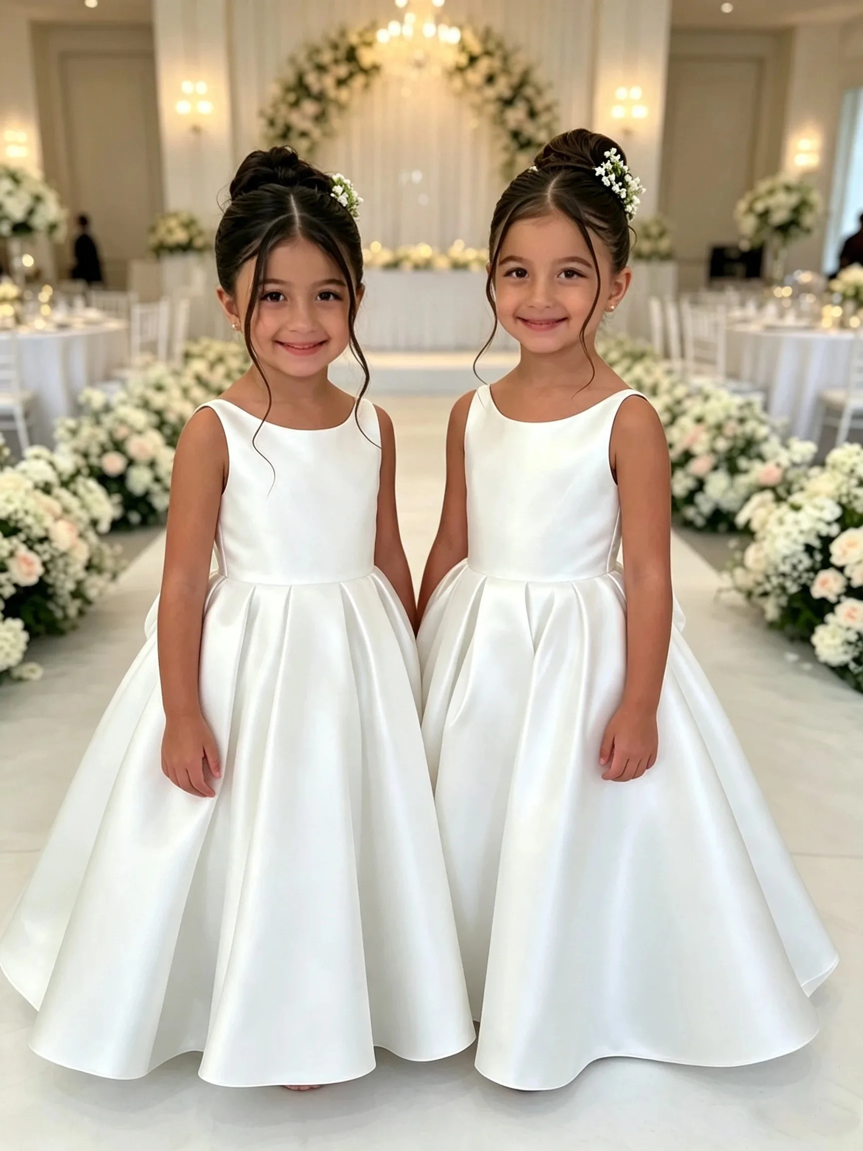 Lovely Flower Girl Dress Straps Satin Fluffy With Big Bow For Little Baby Wedding Ball Dresses Kids Birthday Party Evening Gowns