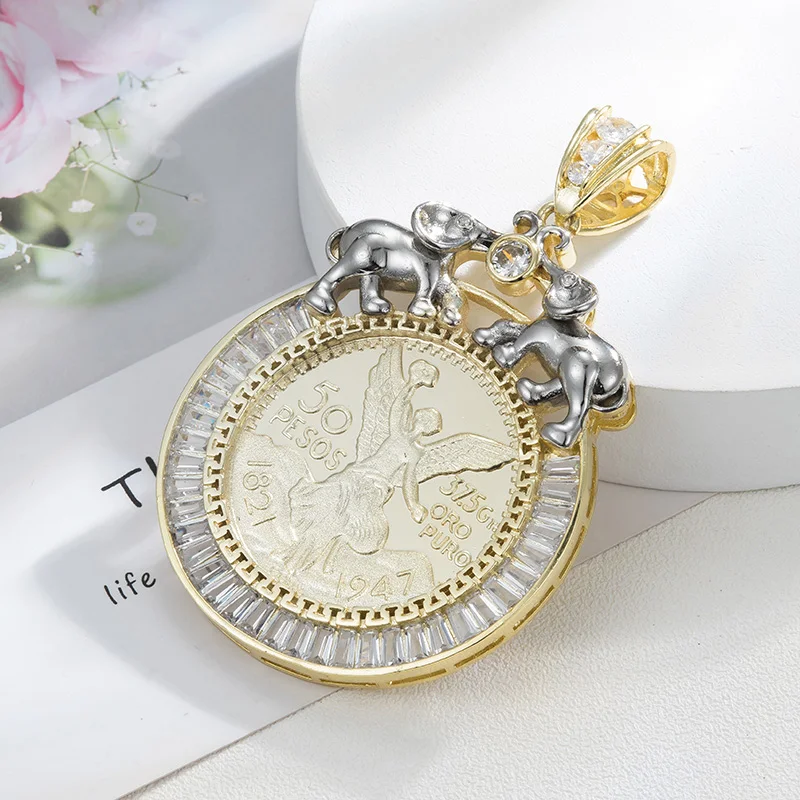 

Pendants Catholic virgin guadalupe Luxury 14K Gold Plated 50 Peso Medal Style Greek mythology Pendant for men Religious Pendant