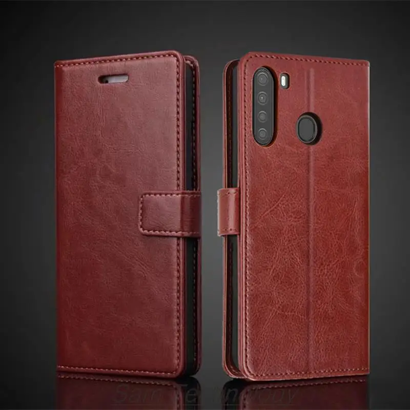 Funda de cuero con tarjetero para Samsung Galaxy A21, A215U, A215W