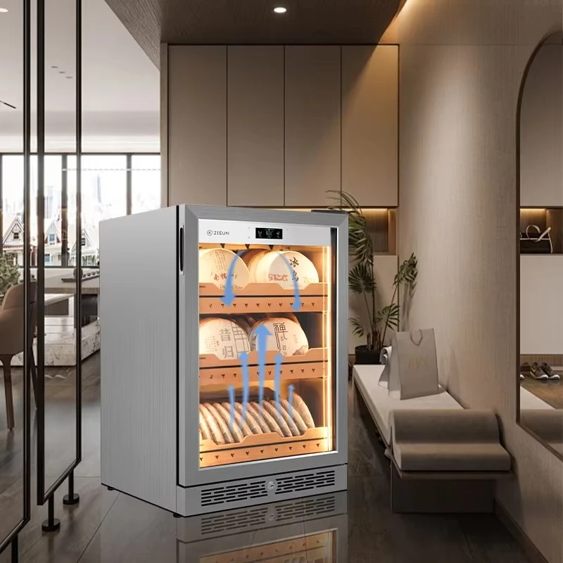 2L constant temperature and humidity durable tea cabinet with 3 layers of wooden shelves