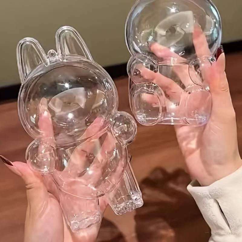 Protective Case Compatible for Labubu, Standing Case, Plastic Clear Cover for Plush Figure Doll, Display Case for Fan Collection