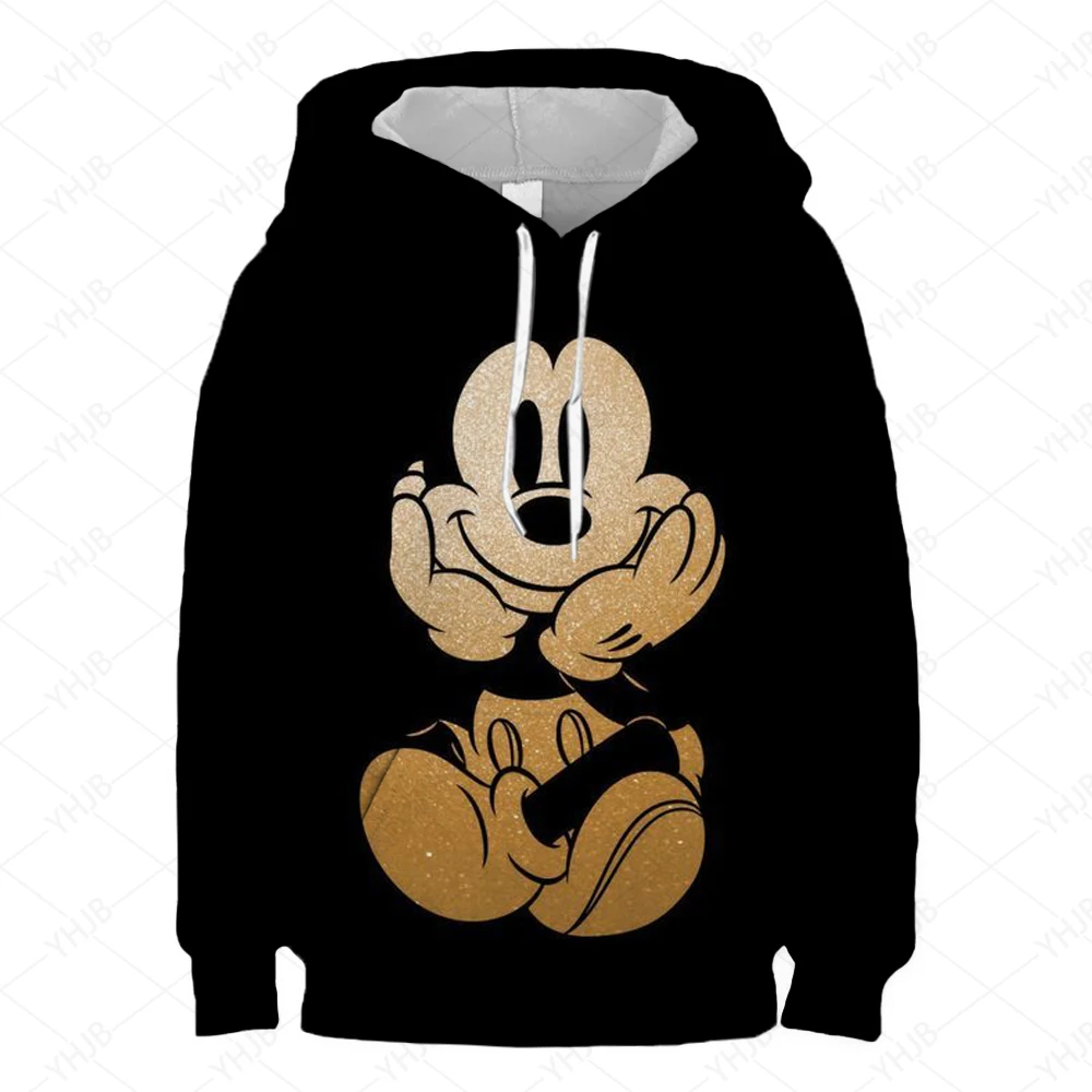 Kids Disney Minnie Mouse Hoodies Children's Soft Clothes 3-12Y Girls Boys Cartoon Long Sleeve Top Autumn/Winter Child Sweatshirt