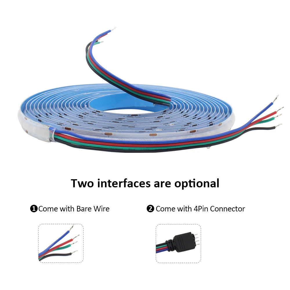 DC 12V COB RGB LED Strip Light 756LEDs/m 1M 2M 3M 4M 5M High Density Flexible FCOB Tape Ribbon Lights for Decoration Lighting