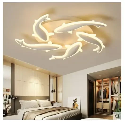 Modern minimalist fish jump gantry art living room led ceiling lamp bedroom room lamps