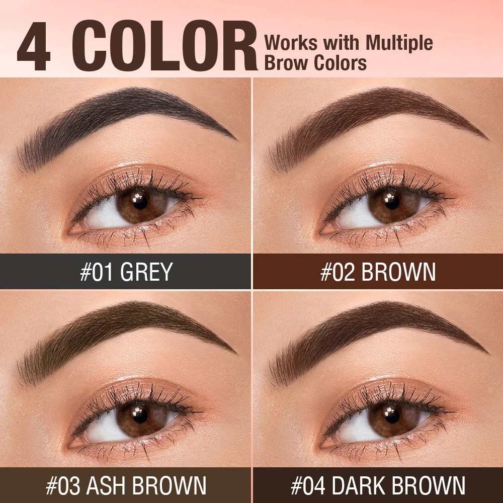 O.TWO.O Eyebrow Pencil 3 in 1 24 Hours Waterproof Long Lasting 4 Colors Brown with Eyebrow Trimmer Cosmetics Makeup Brow Pencil