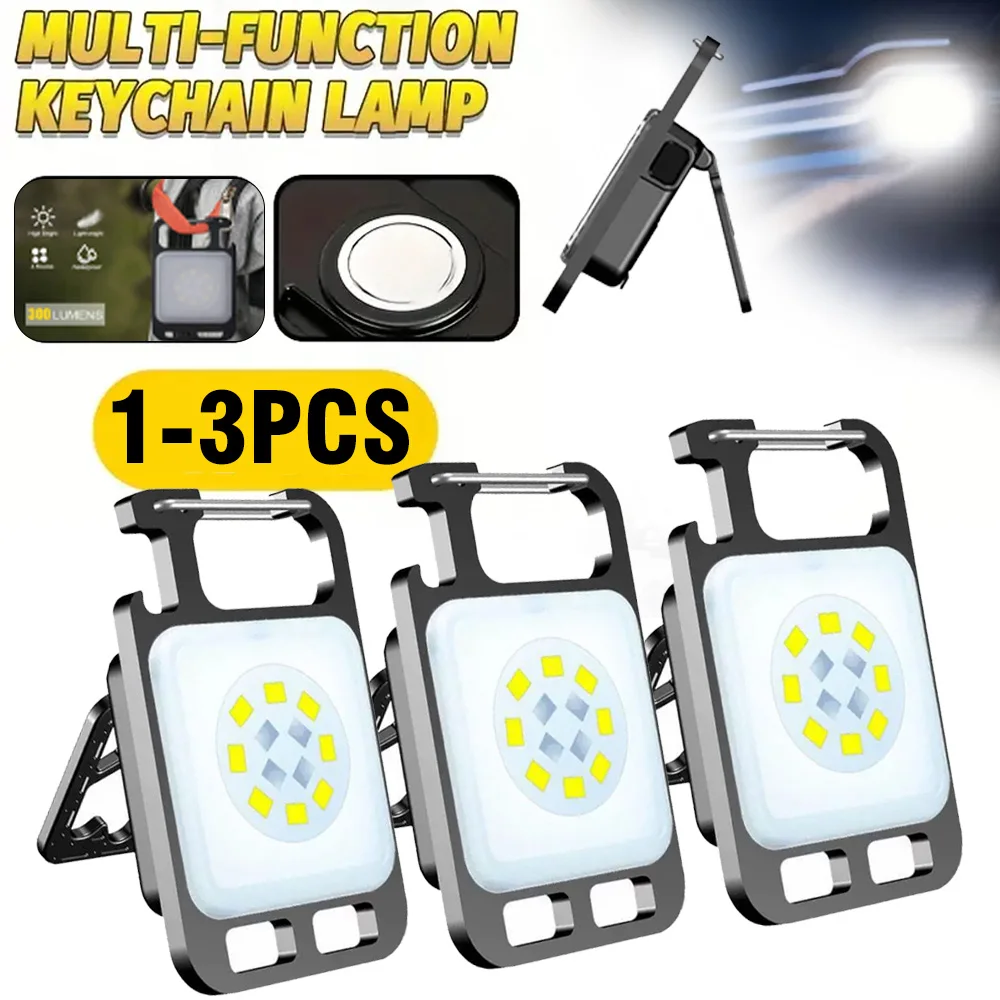 

Flashlight Mini Work LED Light Rechargeable Lamp Pocket COB Keychain Portable Flashlight Outdoor Camping Small Light Corkscrew