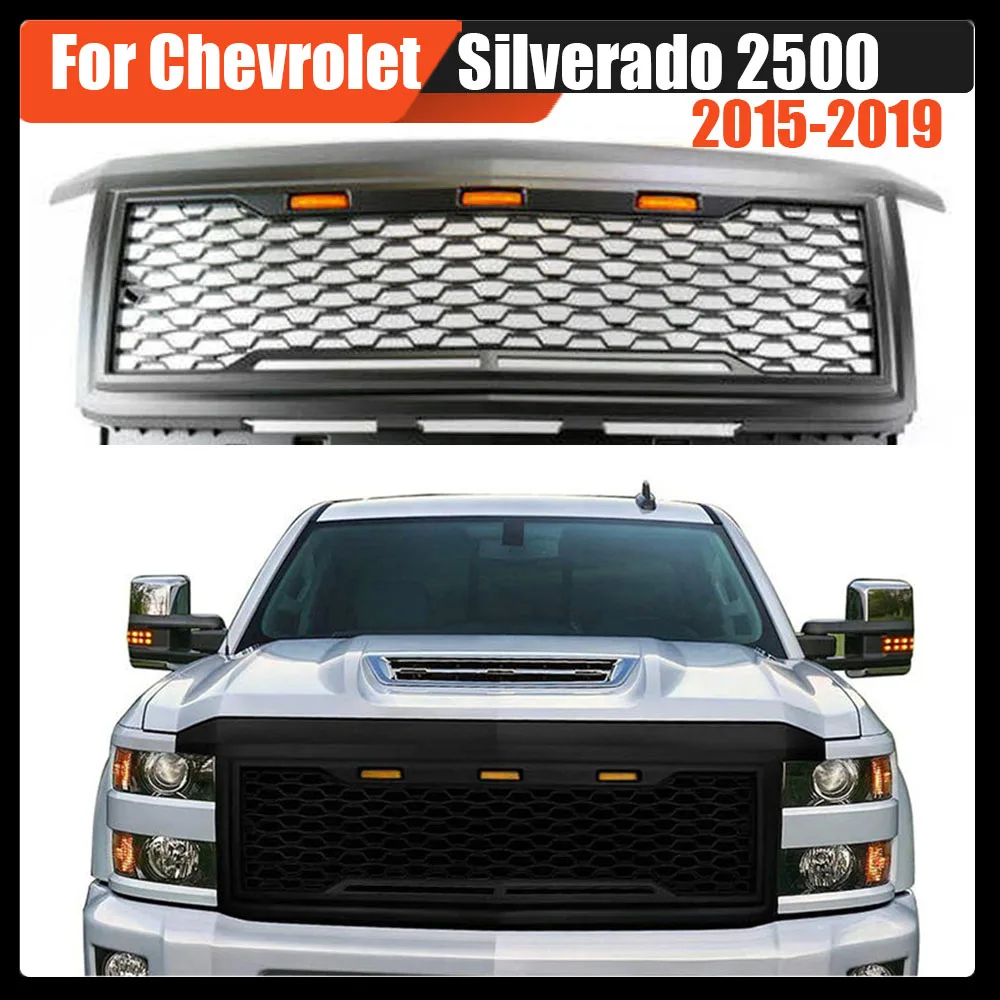 

Trim Mesh Cover Bumper Grill Upper Racing Grills Radiator Grille Car Modification Parts For Chevrolet Silverado 2500 2015-2019