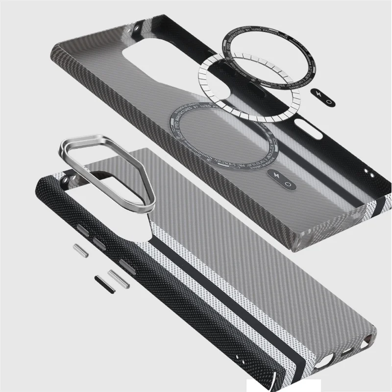 Hit Color Carbon Fiber Texture Magsafe Case for Samsung Galaxy S25 S26 S23 S24Ultra Plus Metal Lens Wireless Charging Hard Cover