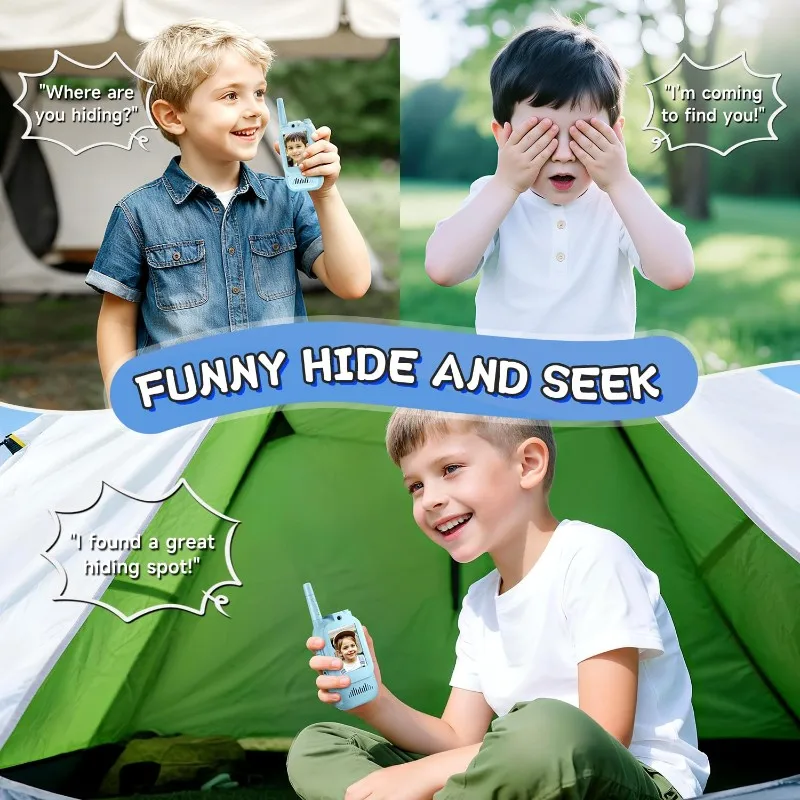 Walkie Talkies con Video B49B para Niños, Intercomunicador de Video Recargable de Mano, para Exteriores, Camping
