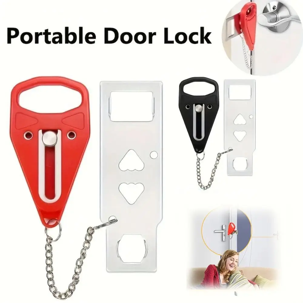 Double Hole Portable Door Lock Metal Lock Battery-Free Anti-theft Chain Lock Anti Theft Sleep Safety Security Door Lock Home Use