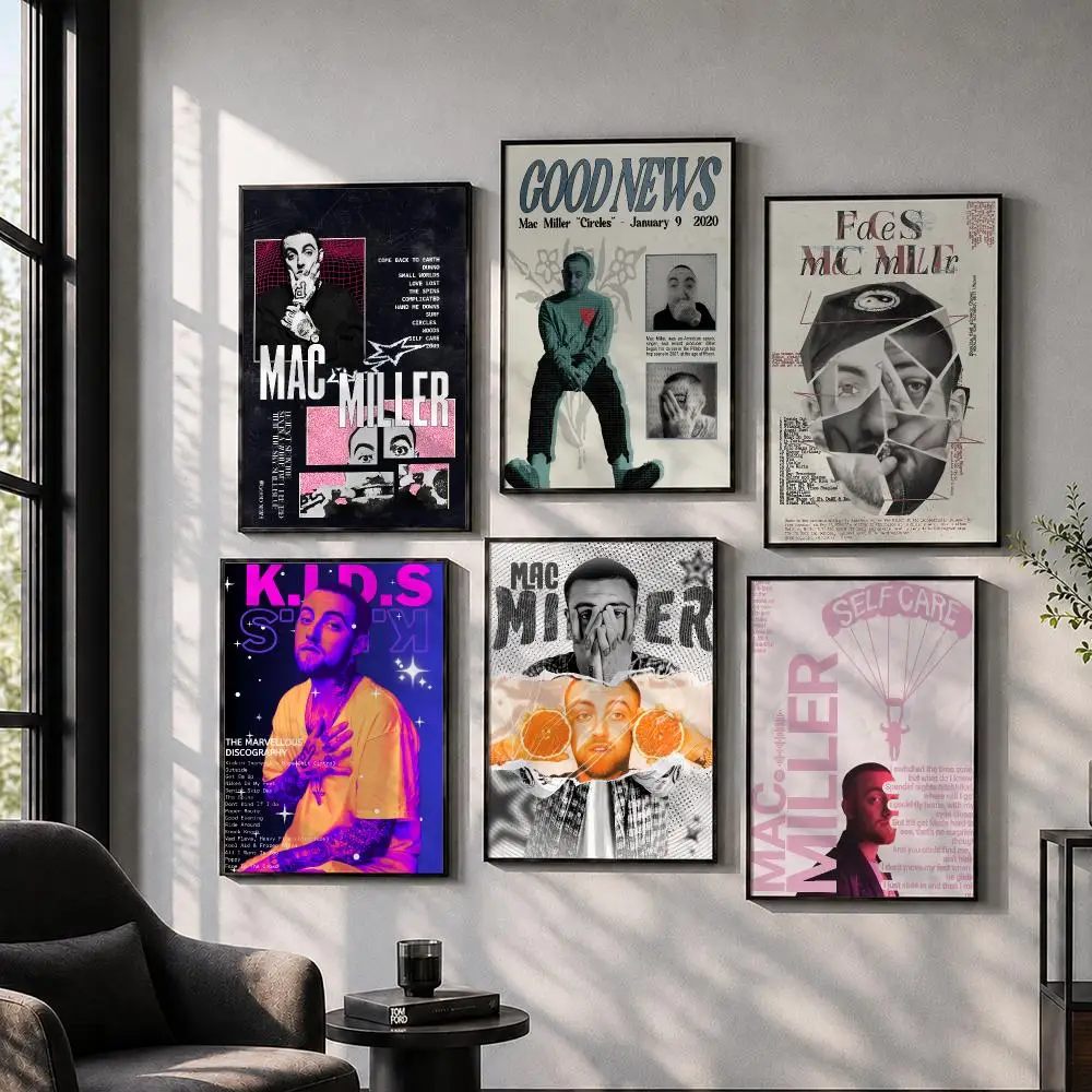 Singer M-Mac M-Miller Poster Peel And Stick Wall Art Print Aesthetic Home Decor For Bedroom Living Room Bar Hallway Easy Apply