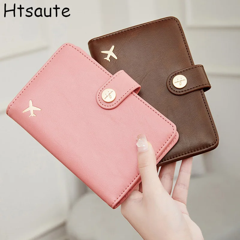 

Vintage PU Leather Passport Holder with Airplane Design Travel Document Wallet Multi-Cards & passport holders