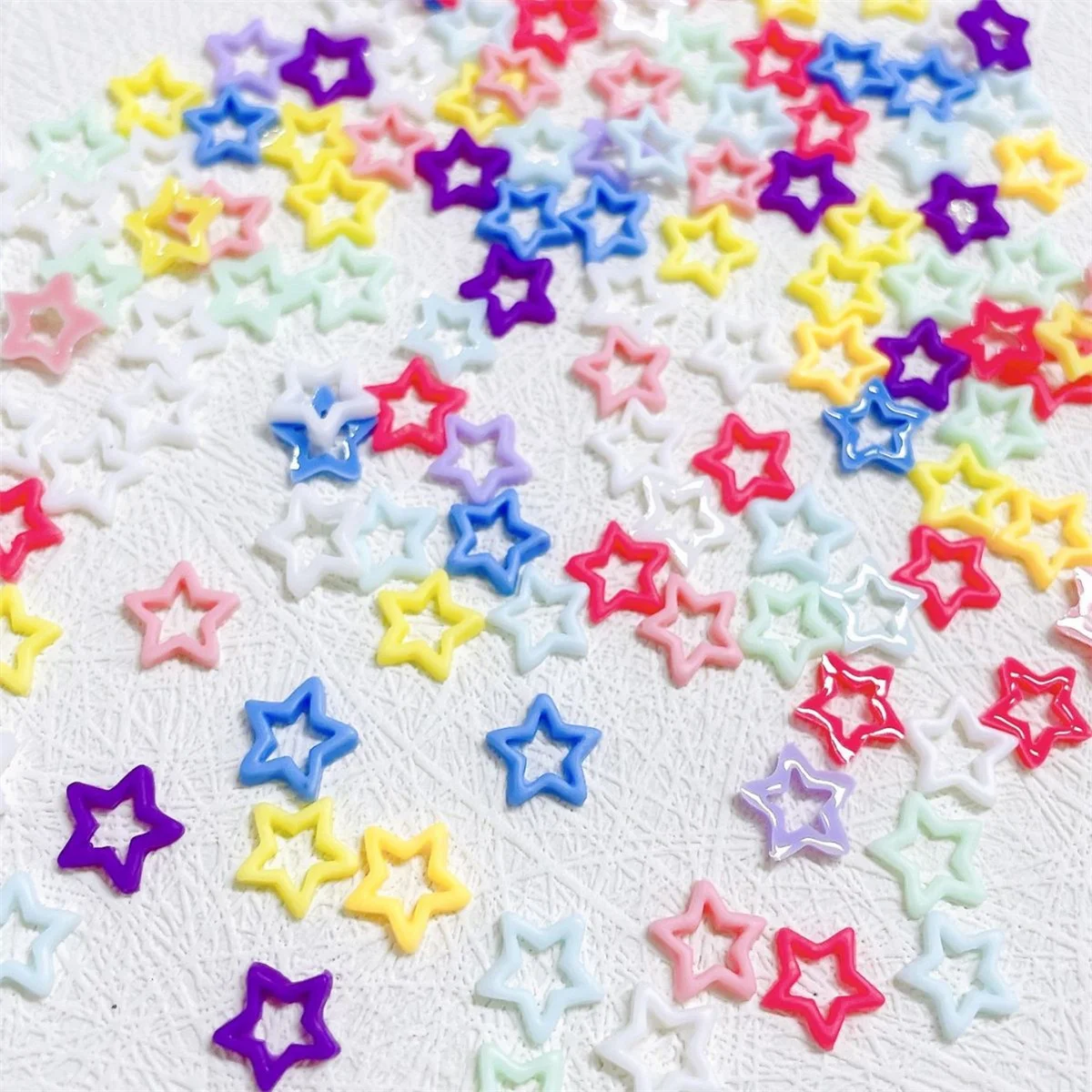 20pcs Macaron Pentagram Resin Nail Art Decorations 3D Kawaii Hollow Star Nail Charms Accessories Press on Nails Rhinestones DIY