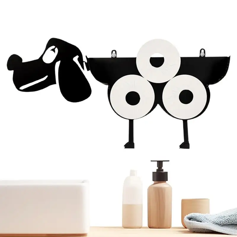 

Cute Metal Dog Shape Toilet Tissue Rack Iron Free Standing Storage Rack Roll Paper Holder Bathroom Accessories Tissue organizer