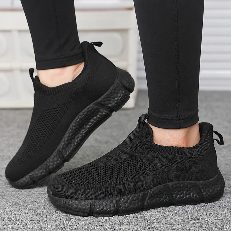 Unisex Strick-Slipper zum Reinschlüpfen, rutschfeste Freizeitsneaker, leichte Pendler-Loafer, verschleißfeste Outdoor-Laufschuhe – Detail 11