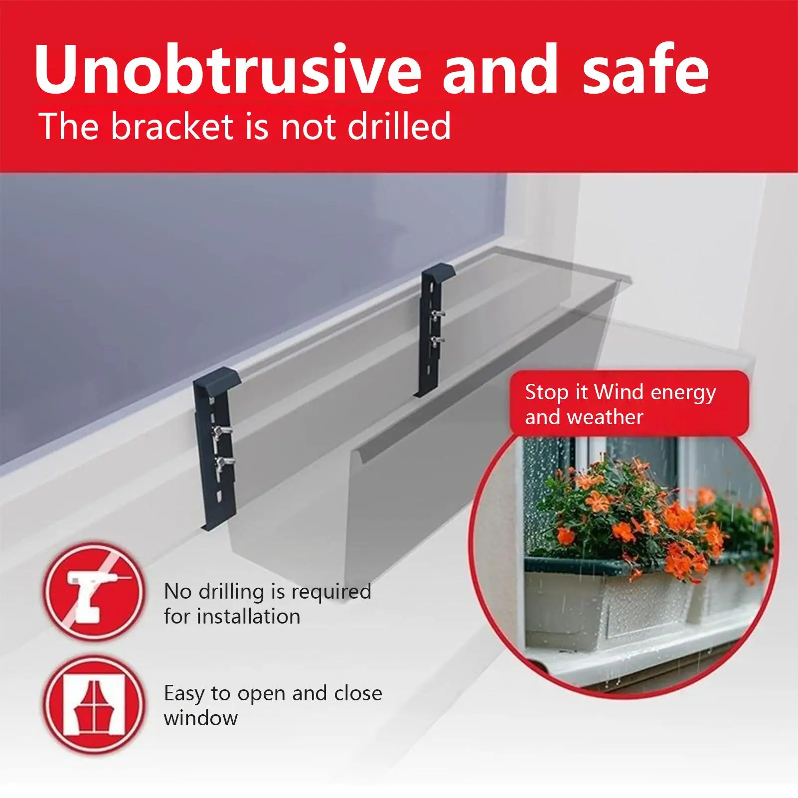 Flower Box Brackets 4 Piece Retractable Stainless Steel Railing Holder Hangable No Drill Planter Flower Box Brackets For Deck view 2