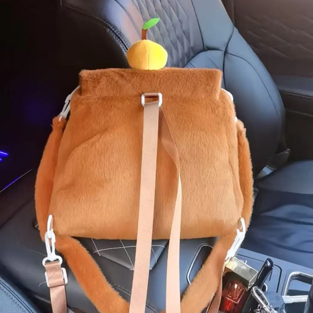 Orangefarbener Capybara-Plüsch-Rucksack-Kollektion, ausgestopfte Schultern, Rucksack mit doppeltem Verwendungszweck, tragbare weiche Capibala-Anime-Umhängetasche