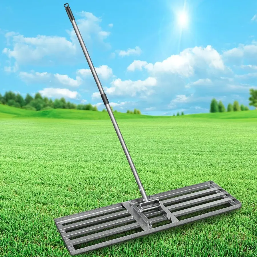 

Выравнивающие грабли, сверхмощные выравнивающие грабли 36x10 для почвы, песка, компоста, гравия, выравниватель стального газона с регулируемой ручкой, уровень