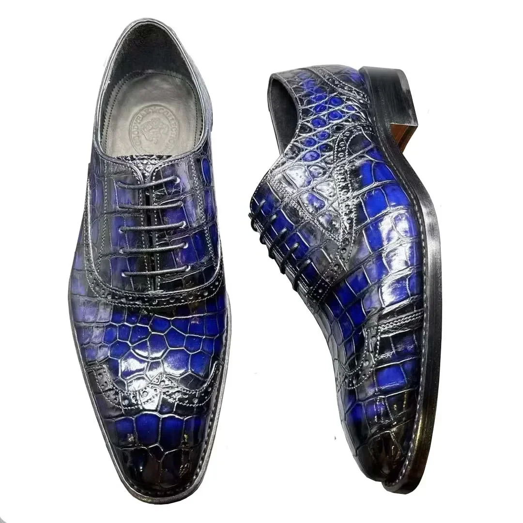 

Новинка: мужские туфли из крокодиловой кожи с эффектом потертости под крокодила.