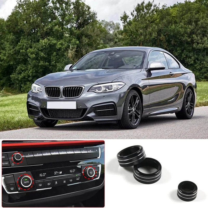 

For BMW 3 4 Series F30 F34 F46 GT X1 F47 F48 Aluminum alloy Black Car Air Conditioning Knobs Audio Circle Trim Car Accessories