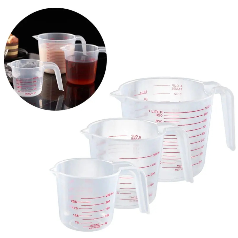 Cup Marking Clear Plastic Measuring Cup With Spout With Handles Graduated Measuring Cups Ounce and Ml Cup Flour Measuring