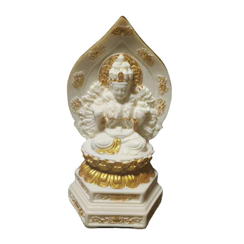 

Tracing Gold Qian Shou Guanyin Figure Buddha Small Statue Resin Art Sculpture Home Room Office Feng Shui Statue Free delivery