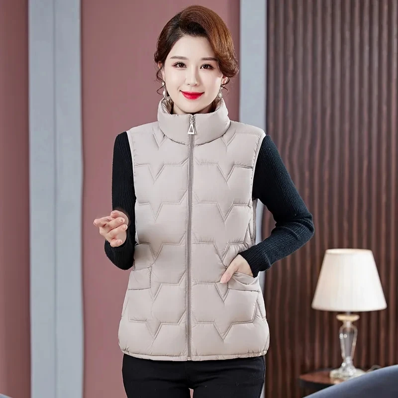 Down Cotton Vest Female 2023 New Autumn Winter Short Loose Casual Waistcoat Womens Fashion Large Size Sleeveless Jacket Top