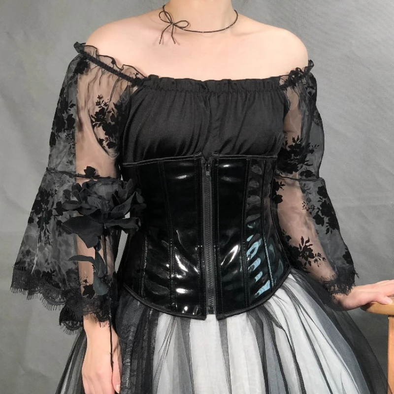 

Готический корсет под грудью для женщин, формирователь тела для похудения, Fajas, тренажер для талии из искусственной кожи, модное корректирующее белье, бюстье, верхняя женская одежда