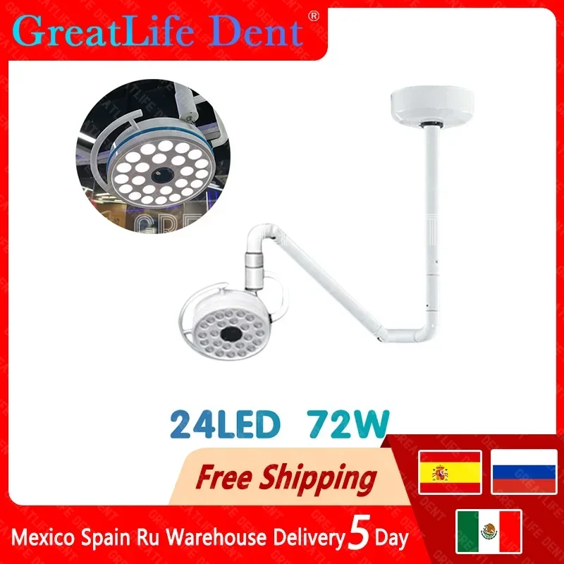 GreatLife Dental Ceiling-mounted 24Leds Lamp Oral Light For Dentistry Clinic Operation Shadowless Surgical Led Lamp With Sensor