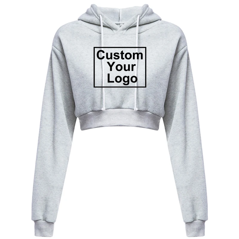 Customized logo new fashionable women\'s printed hooded women\'s long sleeved hooded sports shirt with exposed navel pullover