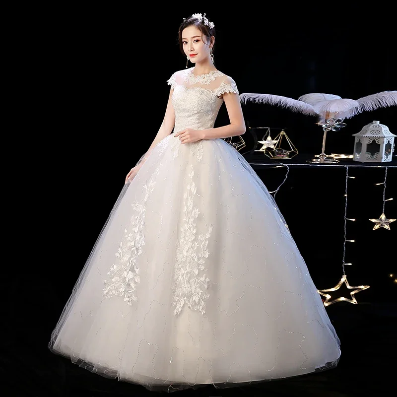 Vestido de novia personalizado con cordones vestidos de novia de talla grande vestido de princesa bordado femenino vestidos de baile