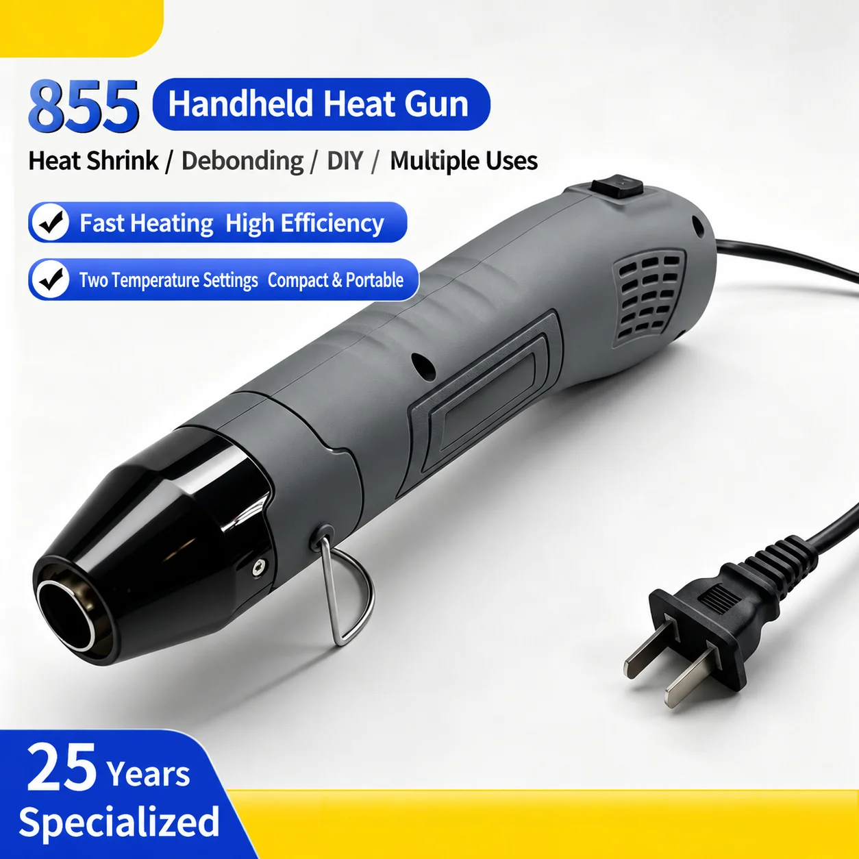 350W Mini Heat Gun Portable Hot Air Gun for Heat Shrink Tubing Vinyl Wrap DIY Craft Electronics Repair