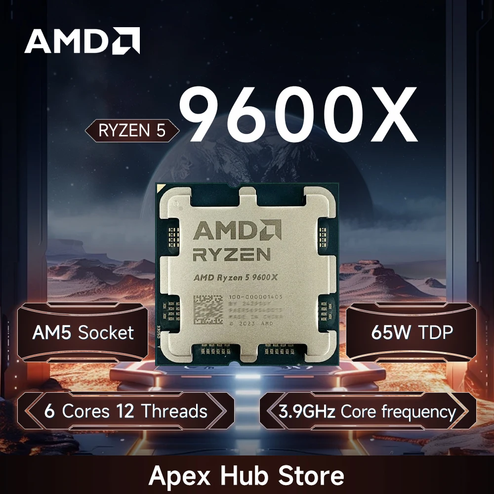 

НОВЫЙ процессор AMD Ryzen 5 9600X, 5,4 ГГц, 6 ядер, 12 потоков, 4 нм, L3 = 32 М, DDR5, R5, 9600X, 65 Вт, разъем AM5, новый без вентилятора