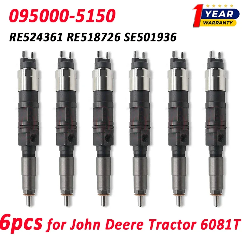 

6pcs 095000-5150 Diesel Auto Injector Nozzle RE524361 RE518726 SE501936 For John Deere Tractor 6081T Engine